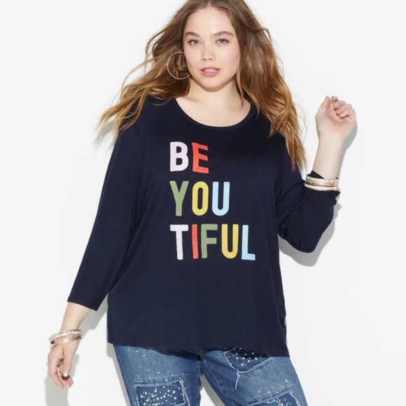 Loralette Tops - Loralette || Be You Tiful Navy Tee